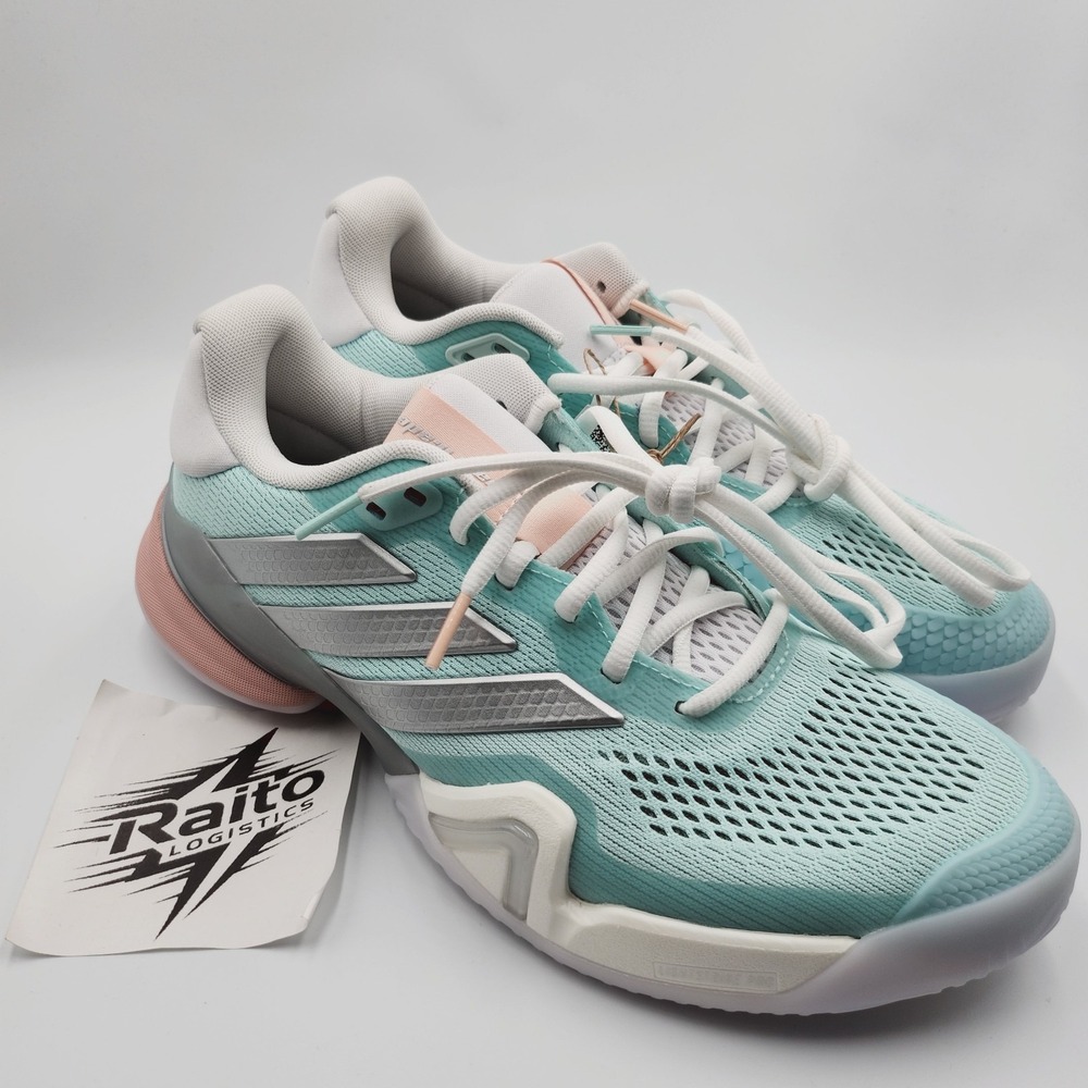 Womens Size 8.5 Adidas Tennis Shoes Barricade 14 Semi Flash Aqua Silver JR1766